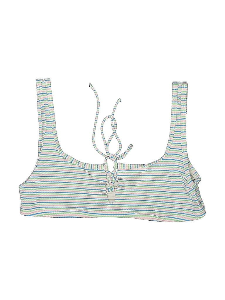 Pre-owned Onia Swimsuit Top Blue Stripes Pattern Swimwear