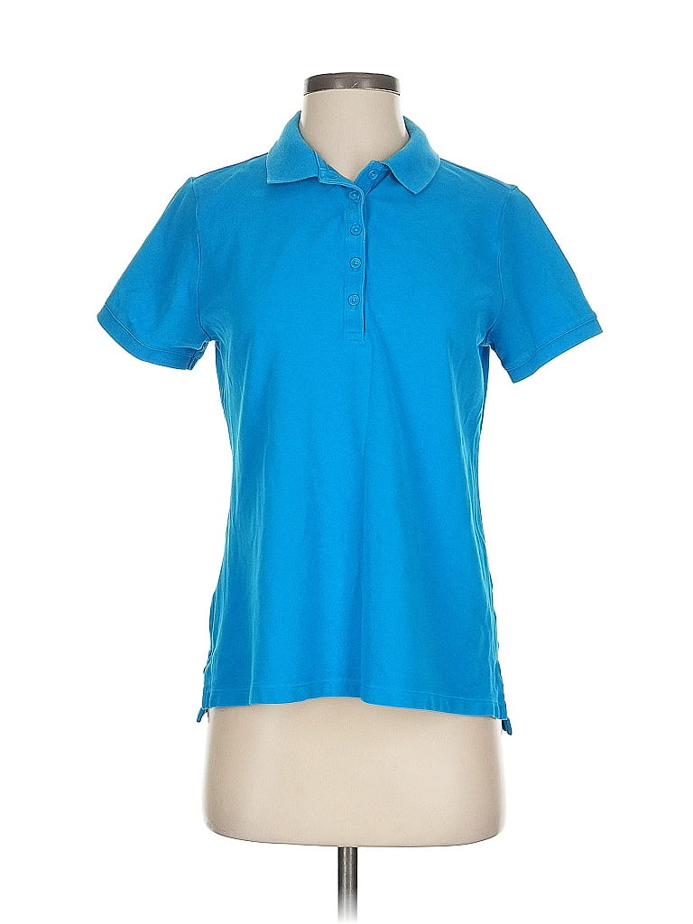 Pre-owned Lands' End Short Sleeve Polo Shirt In Blue