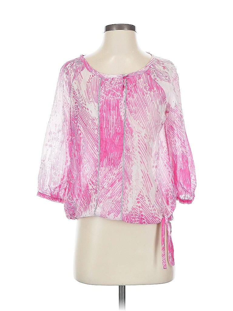 Pre-owned Calvin Klein 3/4 Sleeve Blouse In Pink
