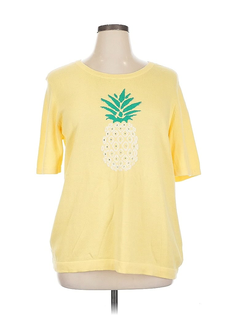 Pre-owned Christopher & Banks Short Sleeve T-shirt In Yellow