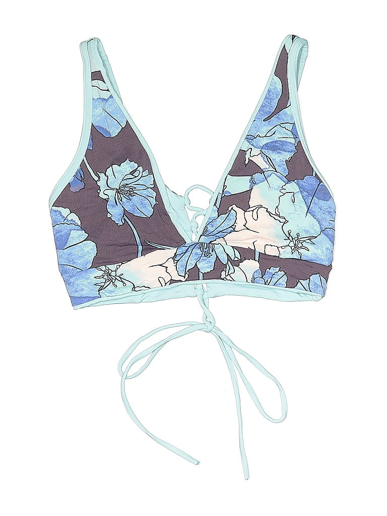 UNBRANDED Pre-owned Swimsuit Top Blue Floral Pattern Swimwear