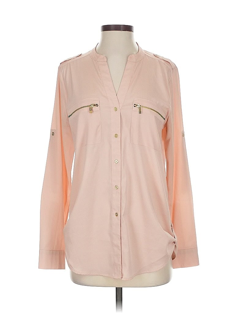Pre-owned Calvin Klein Long Sleeve Blouse In Pink