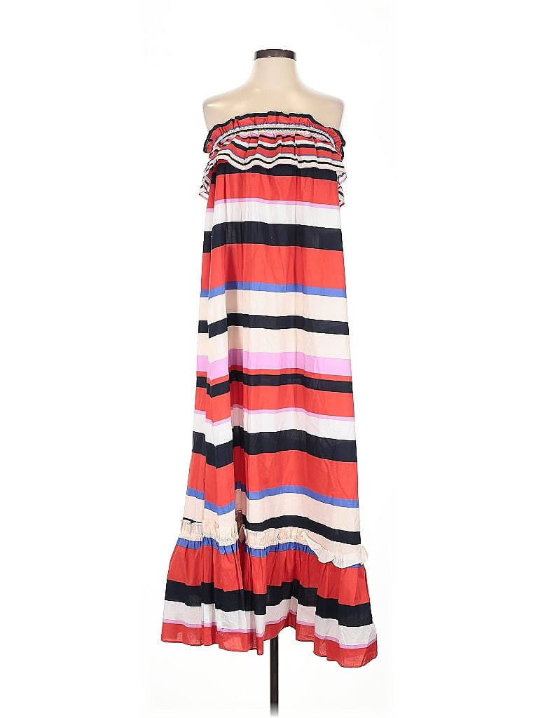 Nicholas 100% Cotton Stripes Red Casual Dress Size 2 - photo 1