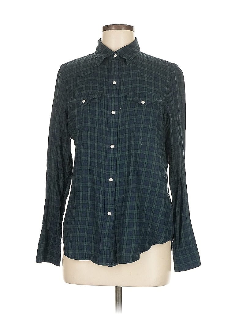 Pre-owned Chaps Long Sleeve Button Down Shirt In Green