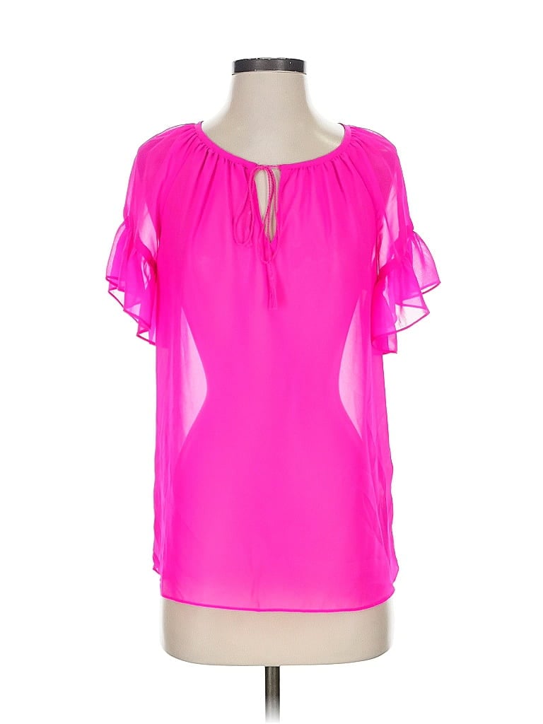 Pre-owned Milly For Design Nation Short Sleeve Blouse In Pink