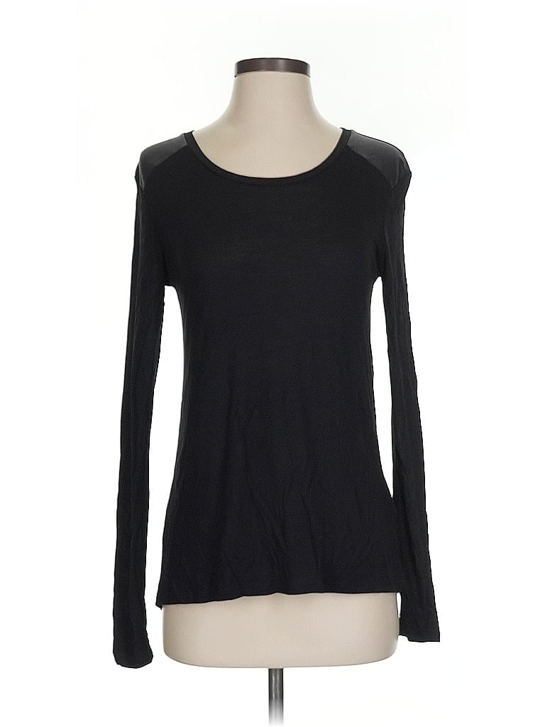 Pre-owned Guess Long Sleeve Top Black Crew Neck Tops