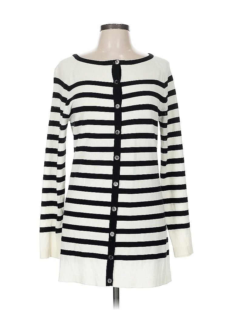 Pre-owned Doncaster Collection Cardigan Sweater In White