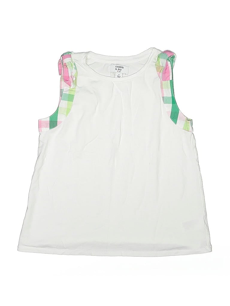 Pre-owned Crown & Ivy Kids' Sleeveless T-shirt In White