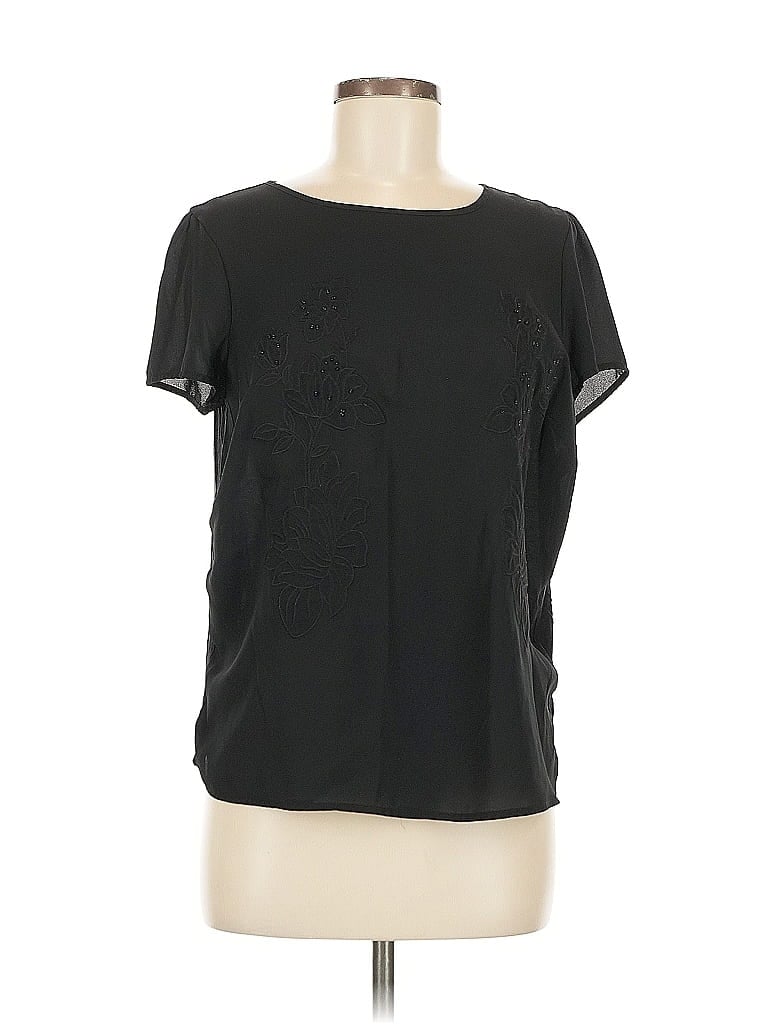 Pre-owned Lc Lauren Conrad Short Sleeve Blouse In Black