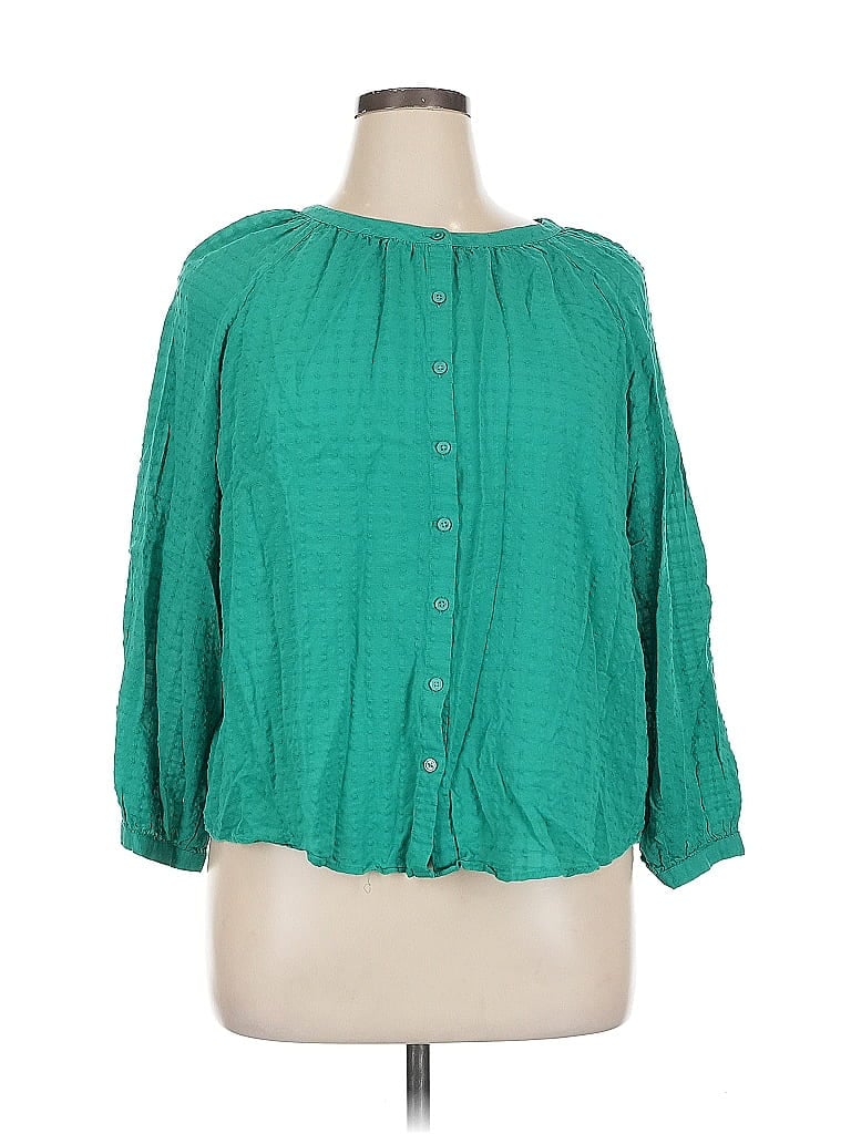 Pre-owned Ann Taylor Factory 3/4 Sleeve Blouse In Green