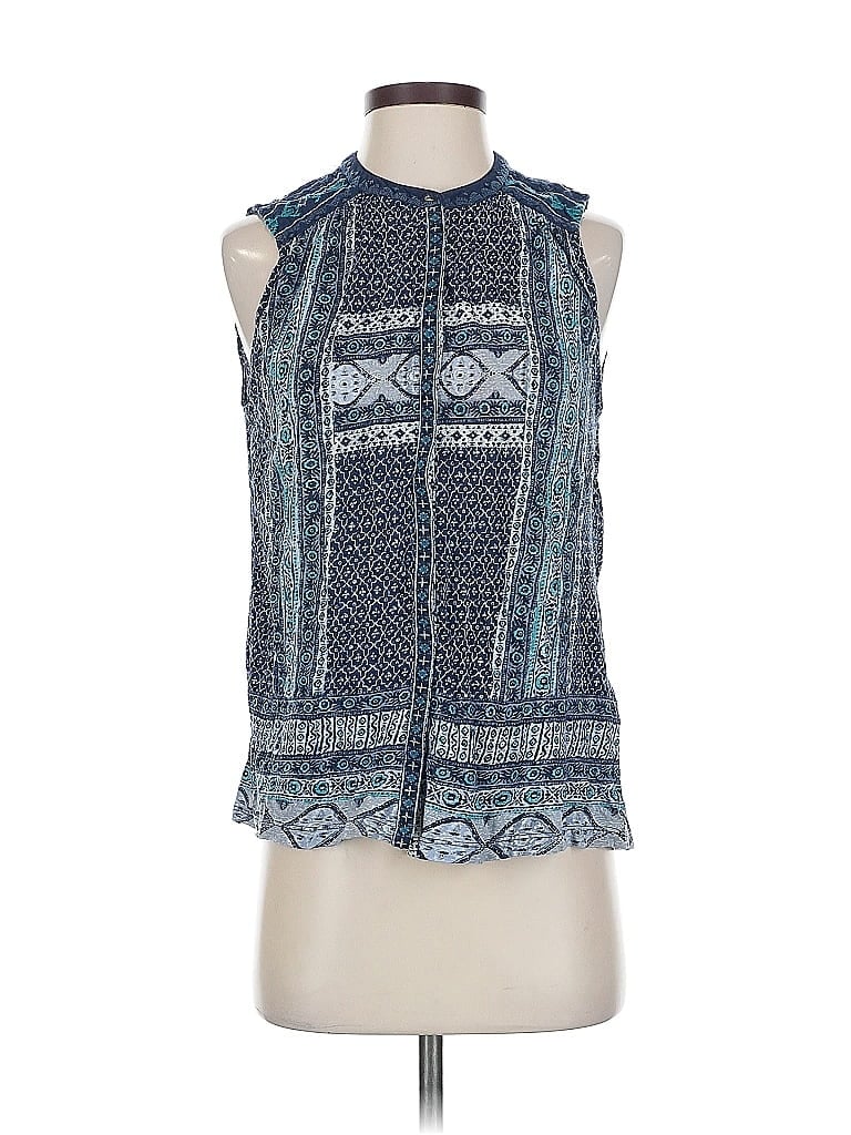 Pre-owned Lucky Brand Sleeveless Blouse In Blue