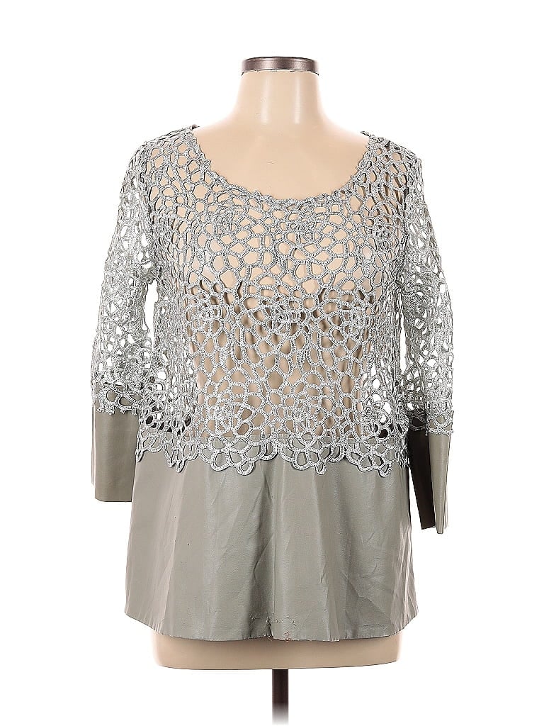 Pre-owned Gracia 3/4 Sleeve Blouse In Silver