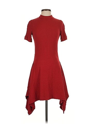 Susana Monaco Red Ribbed Dress (view 1)