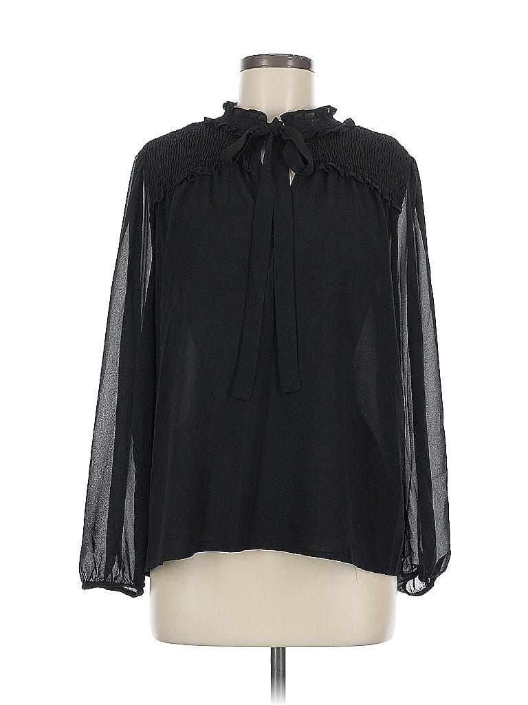 Pre-owned Pleione Long Sleeve Blouse In Black
