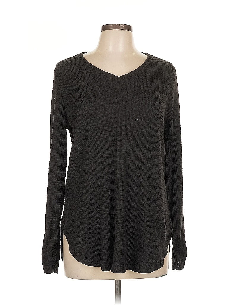 Pre-owned Nine West Long Sleeve Top Black V Neck Tops