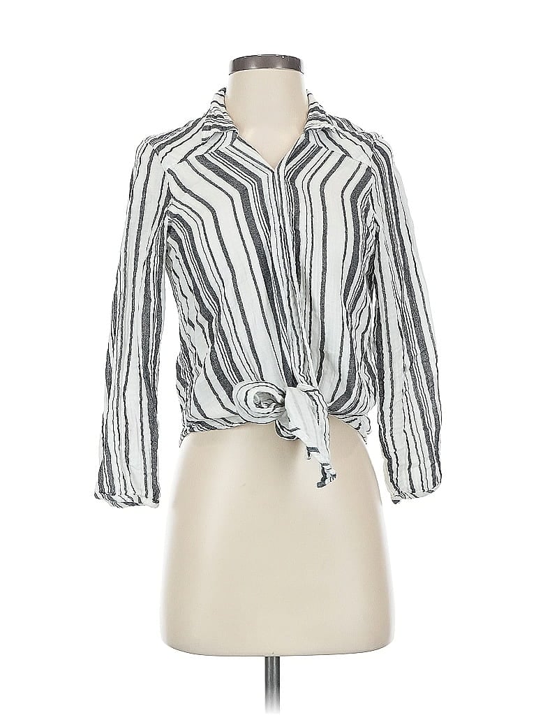 Pre-owned Nsf 3/4 Sleeve Button Down Shirt In White