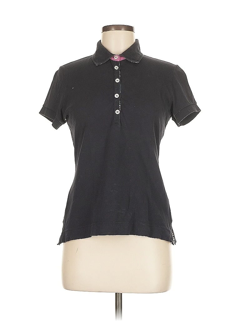Pre-owned Barbour Short Sleeve Top Black Keyhole Neckline Tops