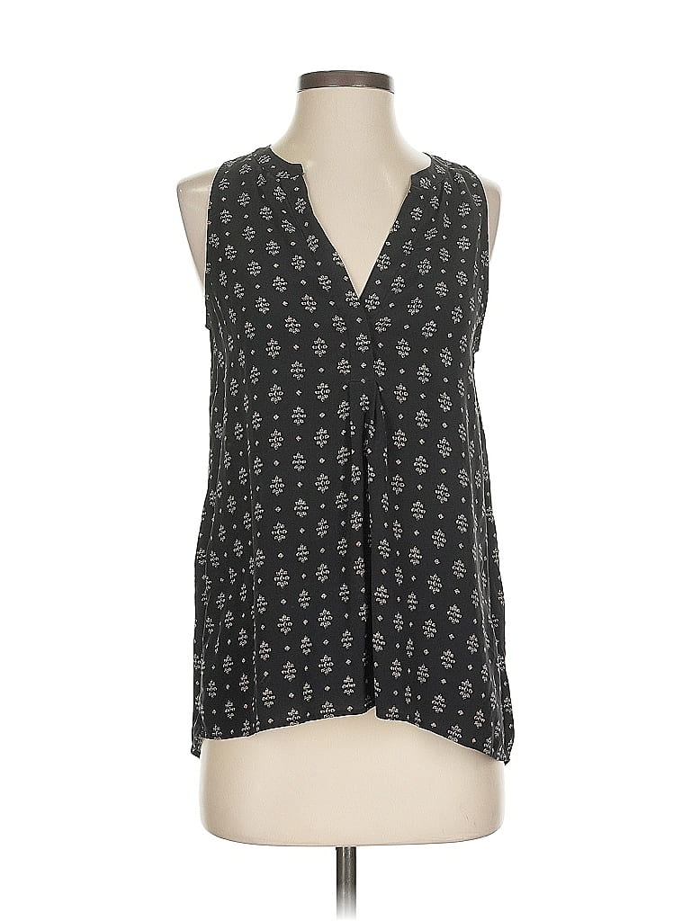 Pre-owned Joie Sleeveless Silk Top Black Plunge Neckline Tops