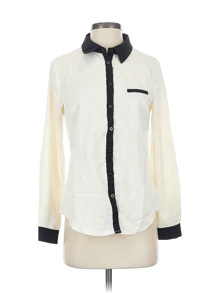 Pre-owned Allegra K Long Sleeve Blouse In White