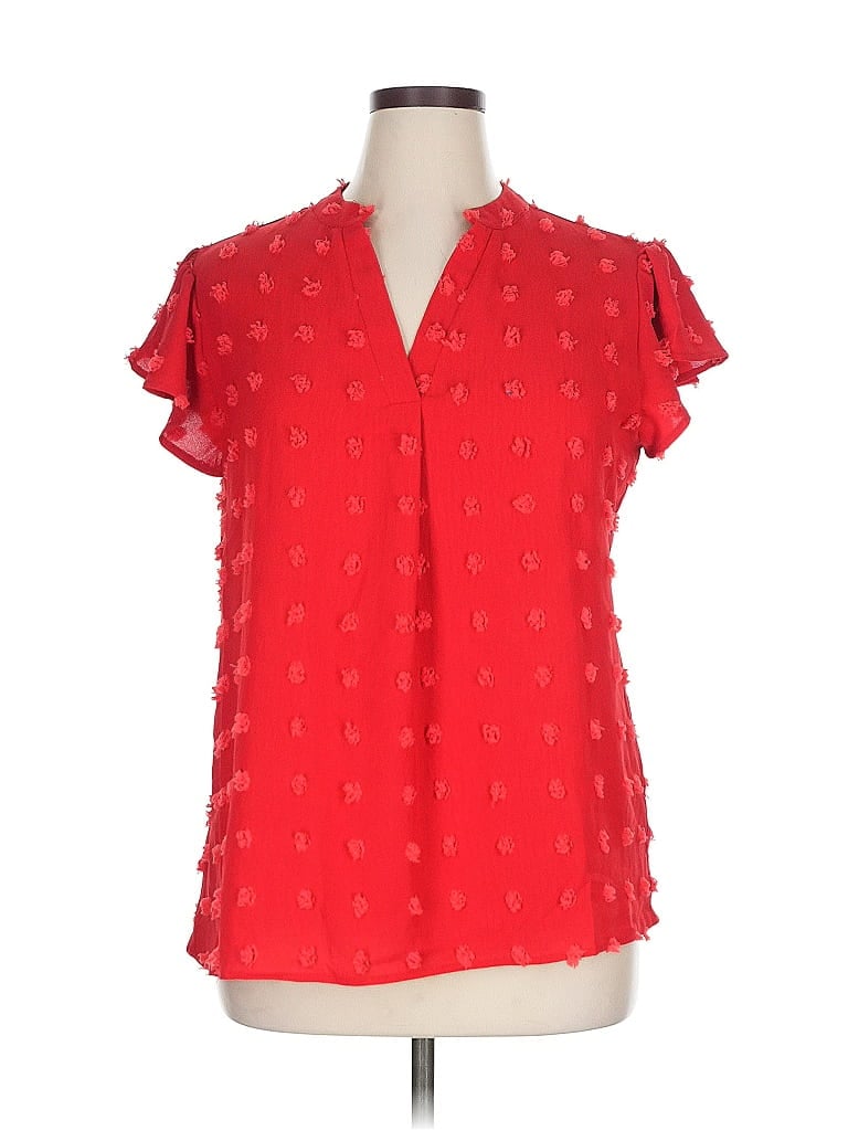 Pre-owned Blooming Jelly Short Sleeve Blouse In Red