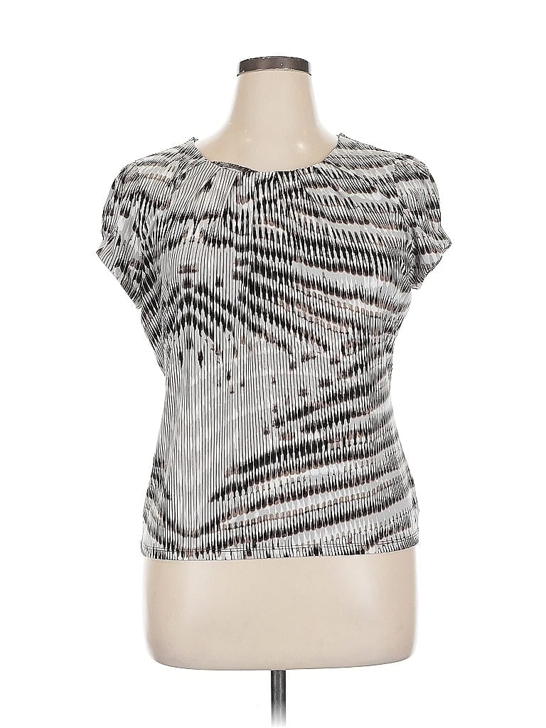 Pre-owned Worthington Short Sleeve Blouse In Silver