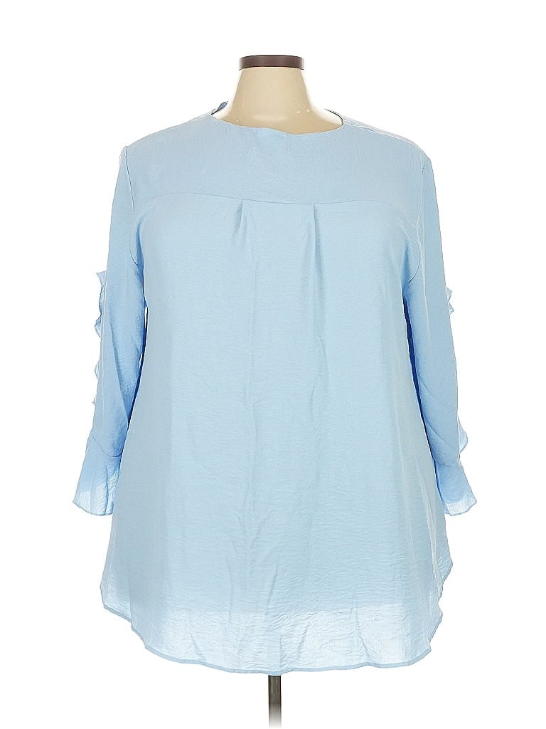 Pre-owned Unbranded 3/4 Sleeve Blouse In Blue