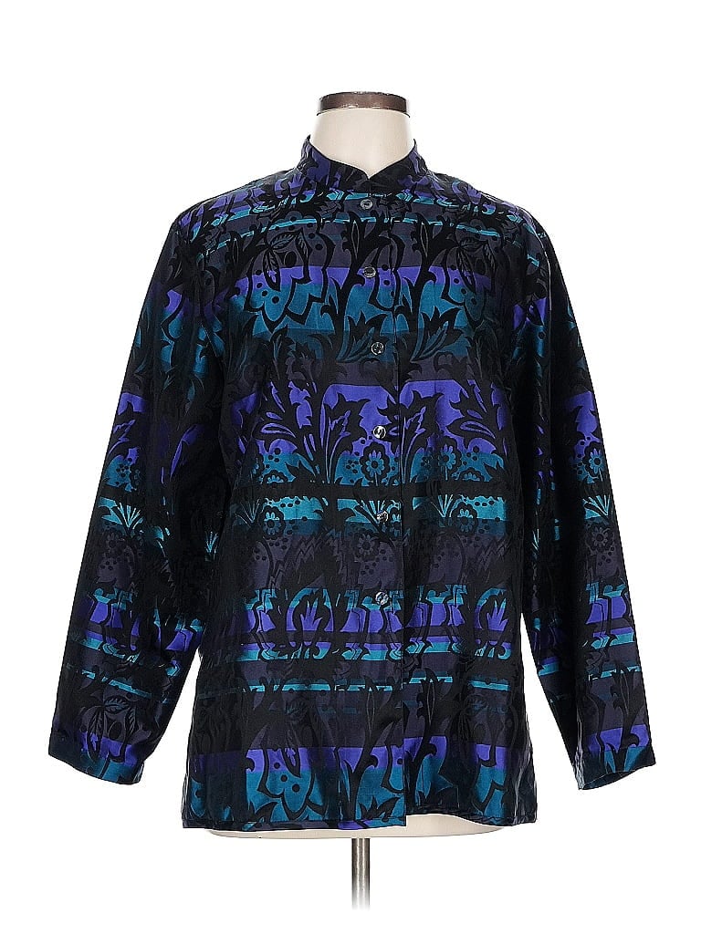 Chico's Design 100% Silk Blue Purple Raincoat Size Lg (2) - photo 1