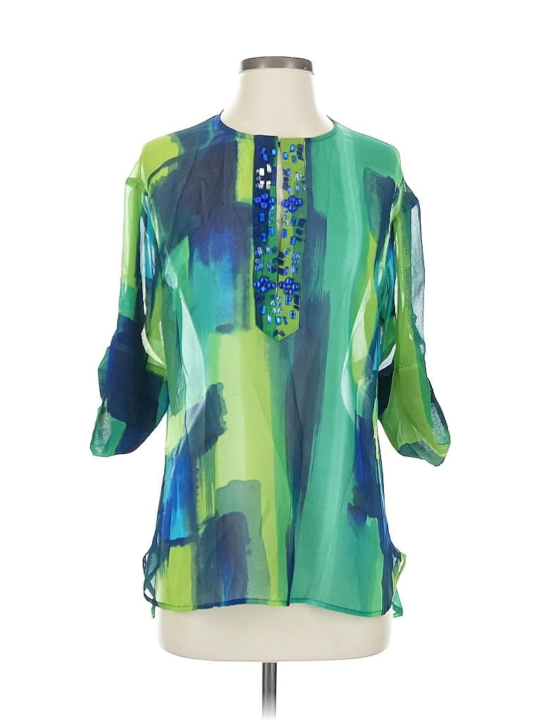 Pre-owned Peter Nygard 3/4 Sleeve Blouse In Green