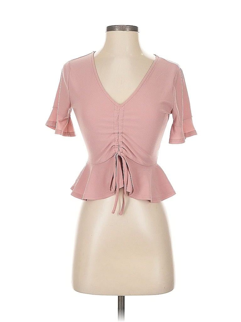 Pre-owned Mine Short Sleeve Top Pink Sweetheart Neckline Tops