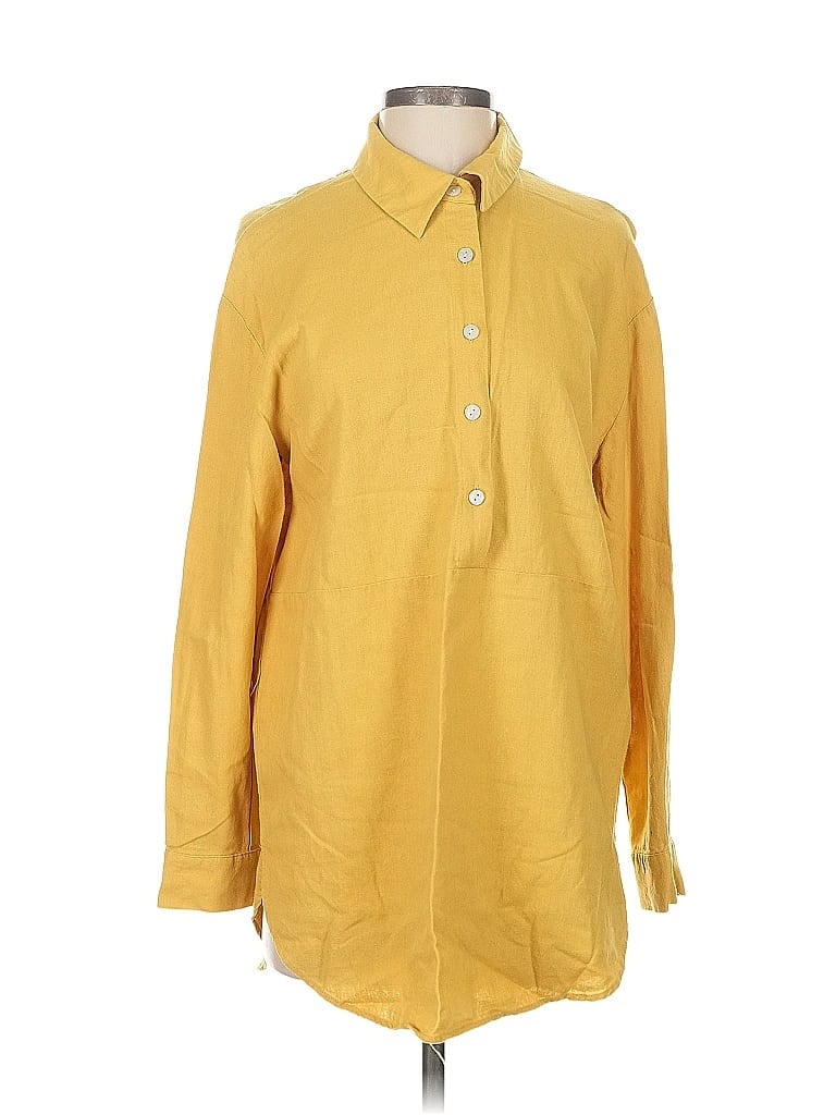 Pre-owned Tahari Long Sleeve Button Down Shirt In Yellow