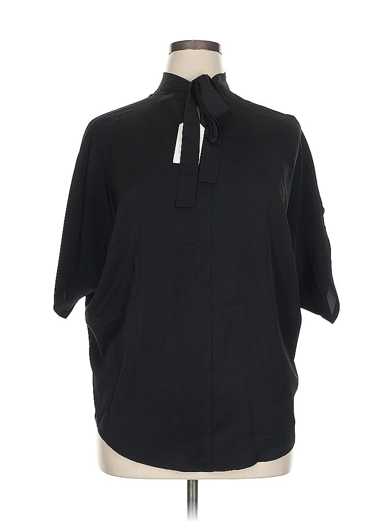 Pre-owned Unbranded 3/4 Sleeve Button Down Shirt In Black