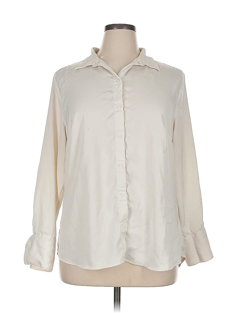 Pre-owned Banana Republic Factory Store Long Sleeve Blouse In White