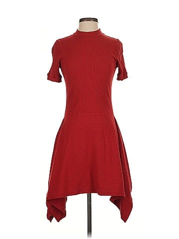Susana Monaco Red Ribbed Dress (view 1)