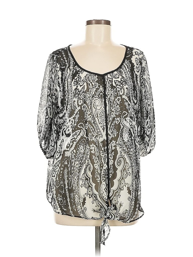 Pre-owned Style & Co 3/4 Sleeve Blouse In Silver
