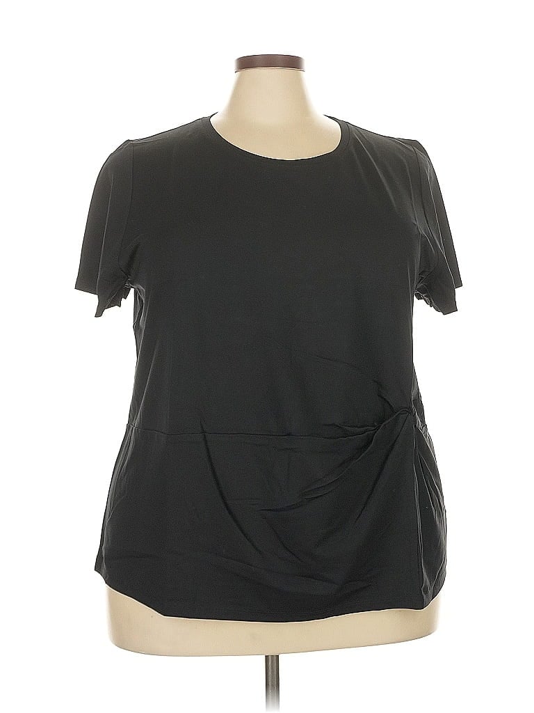 Inc International Concepts Short Sleeve Top Black Scoop Neck Tops In Black