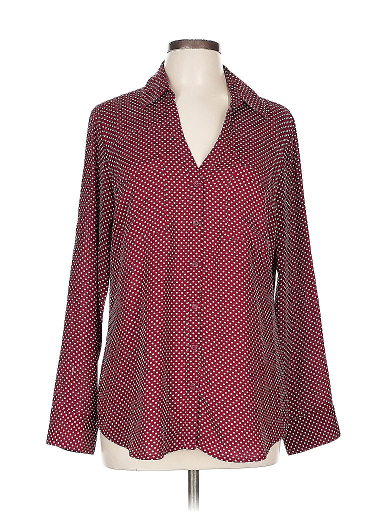 Pre-owned Express Outlet Long Sleeve Blouse In Burgundy