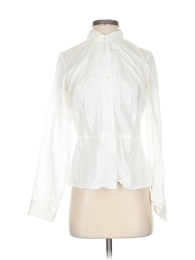 Pre-owned Calvin Klein Long Sleeve Blouse In White