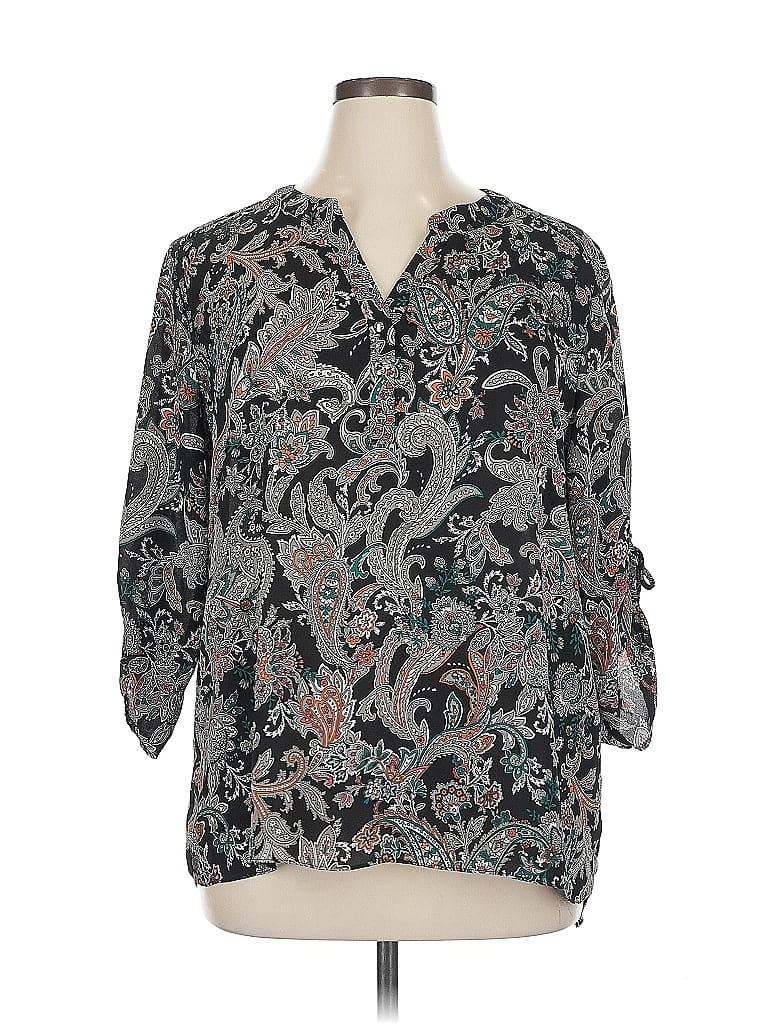 Pre-owned Sami & Jo 3/4 Sleeve Blouse In Gray