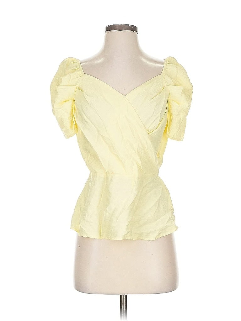 MERAKI Pre-owned Short Sleeve Top Yellow Sweetheart Neckline Tops