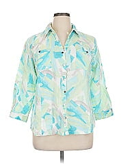 Jm Collection 3/4 Sleeve Button Down Shirt
