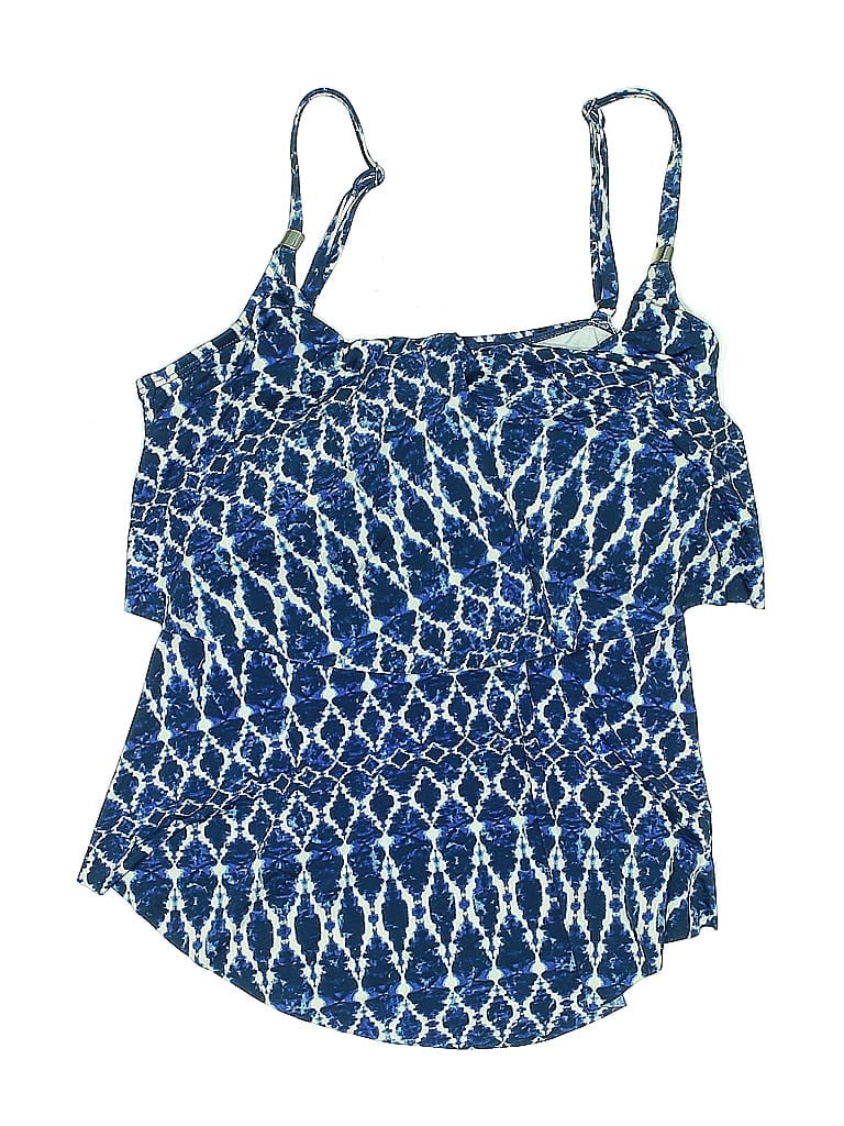 24TH & OCEAN Pre-owned Swimsuit Top Blue Print Pattern Swimwear