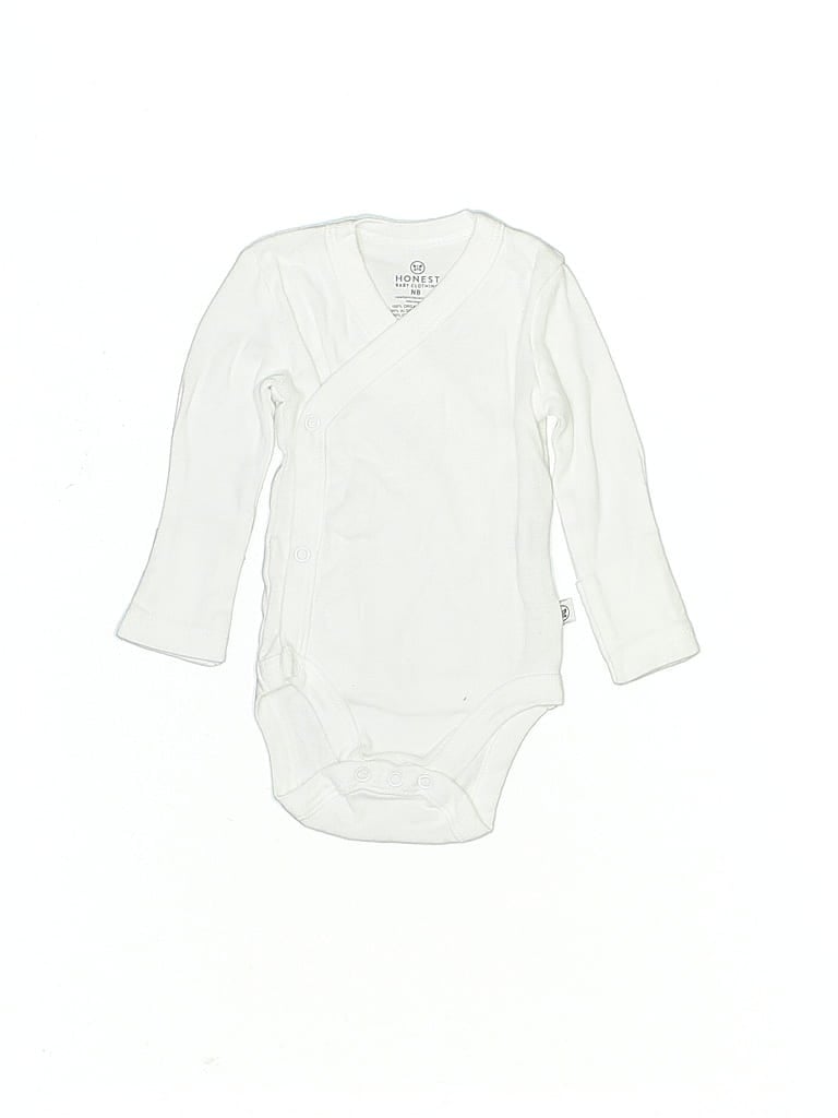 Pre-owned Honest Baby Clothing Babies' Long Sleeve Onesie In White