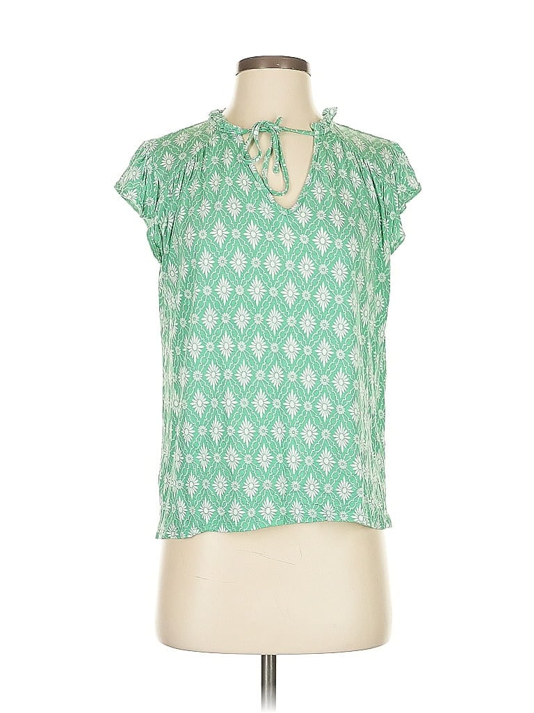 Pre-owned Ann Taylor Loft Outlet Short Sleeve Blouse In Green