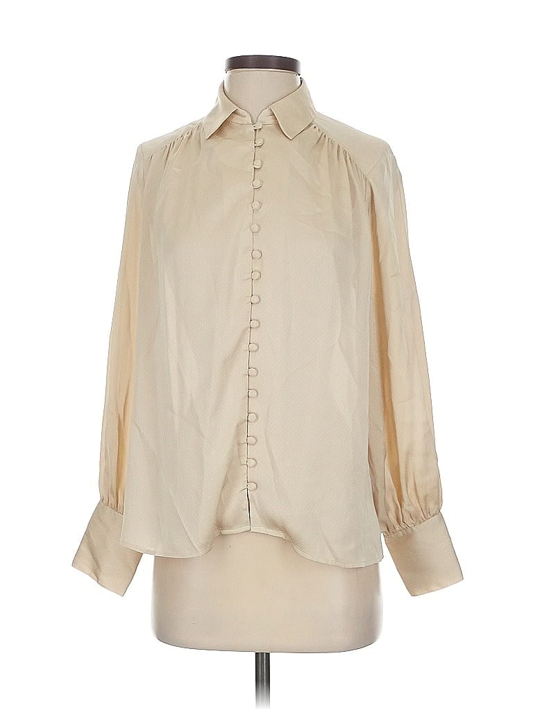 Pre-owned H&m Long Sleeve Blouse In White