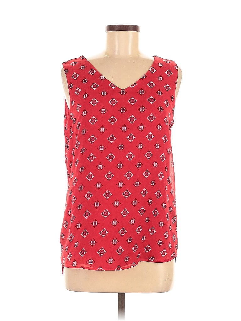 Pre-owned Roz & Ali Tank Top Red V-neck Tops
