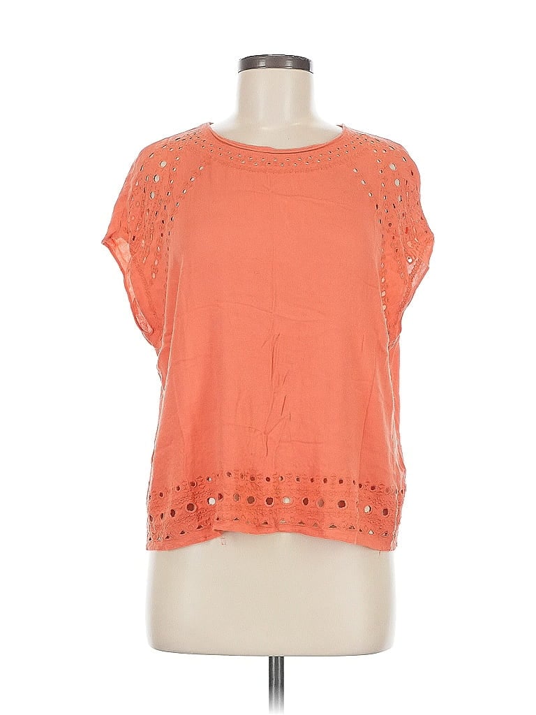 Pre-owned Harlowe & Graham Short Sleeve Top Pink Keyhole Neckline Tops