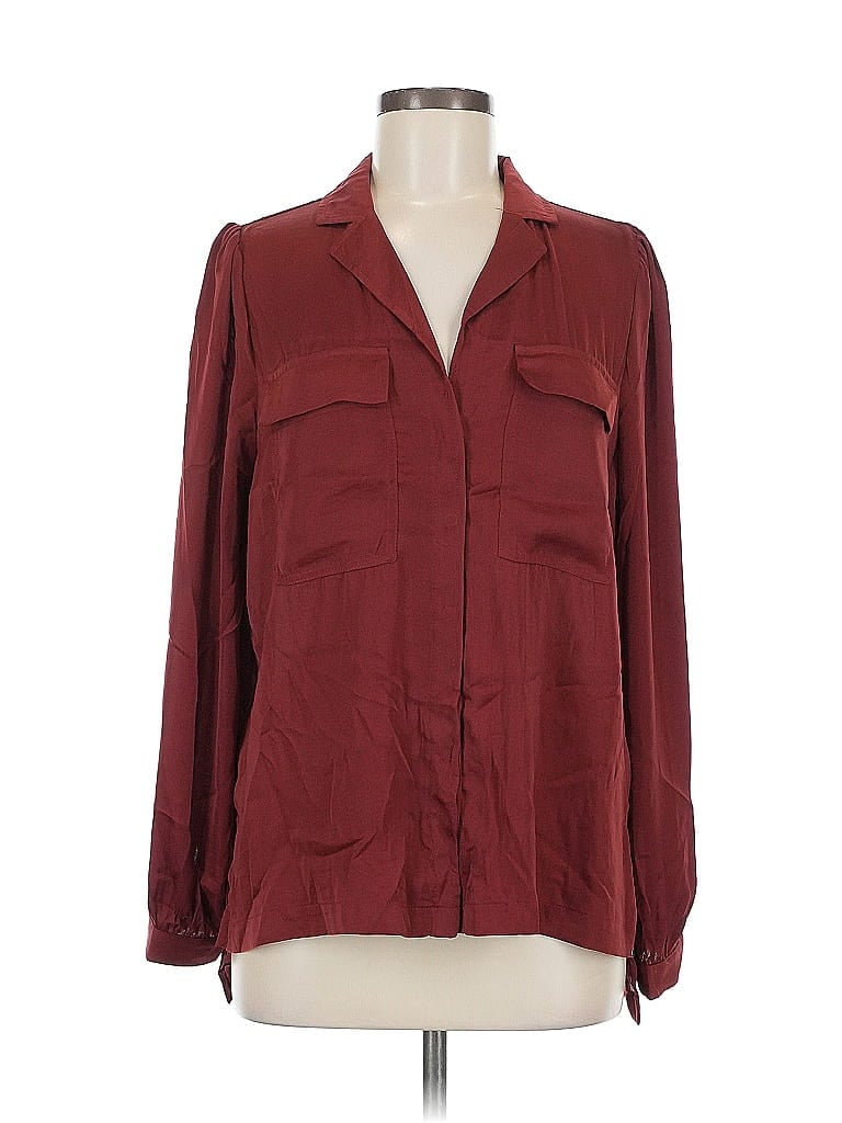 Pre-owned Melloday Long Sleeve Blouse In Burgundy