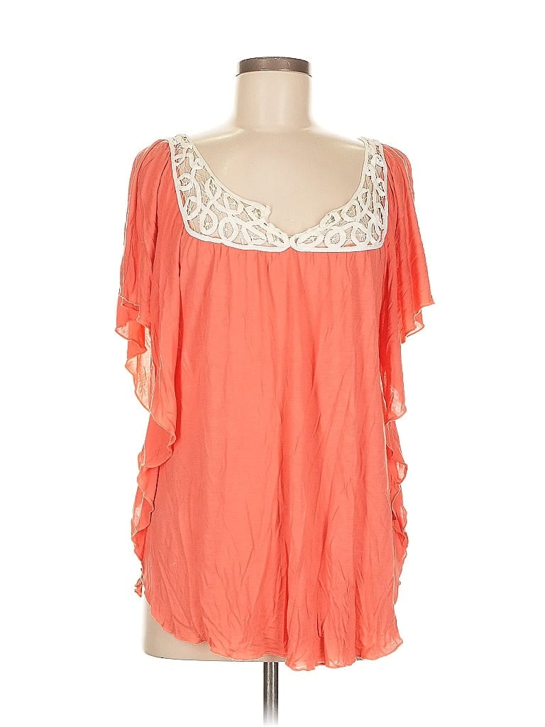 Pre-owned Neiman Marcus Short Sleeve Blouse In Orange