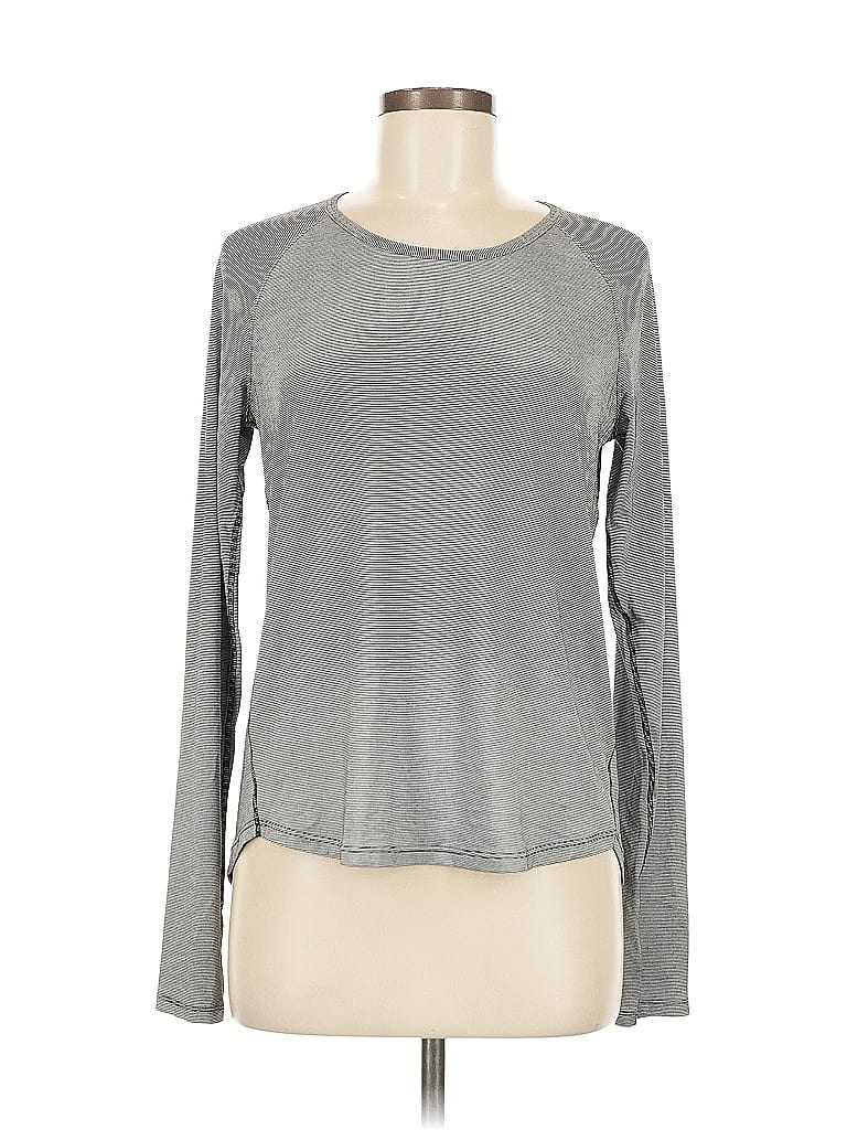 Pre-owned Z By Zella Long Sleeve Top Gray Keyhole Neckline Tops