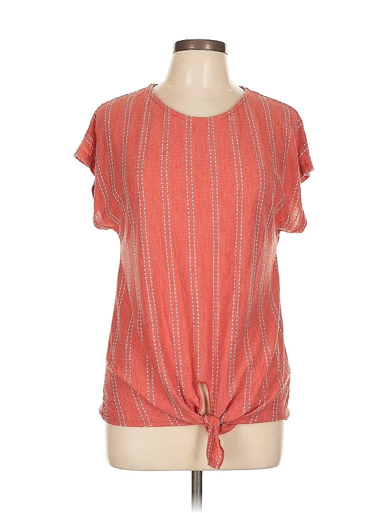 Pre-owned W5 Short Sleeve Top Orange Keyhole Neckline Tops